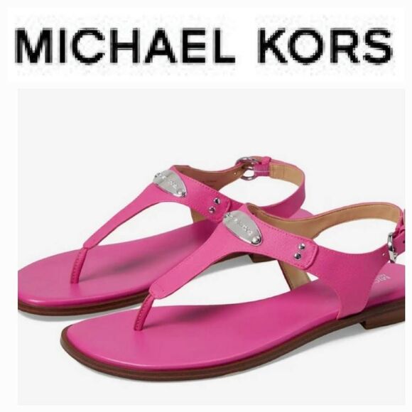 Michael Kors MK Plate Thong Sandal- Cerise 1 - Picture 1 of 11